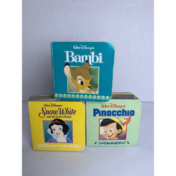 Disney Other - Vintage 1999 Disney Book Block Board Books Bambi Snow White Pinocchio Set of 3